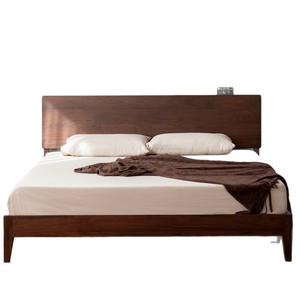 Lit plateforme en bois de noyer noir 1,8 m, structure robuste, mobilier de chambre à coucher - Product Image 5