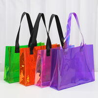 Vente en gros de sac fourre-tout transparent holographique laser radium personnalisé Sac cadeau tendance en plastique TPU coloré