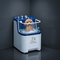 Baignoire pour animaux de compagnie en acrylique brillant à micro-bulles, nettoyage en profondeur des pores par nano-bulles, anti-colmatage et porte d'accès, pour salle de bain