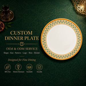 Assiette Ronde en Mélamine OEM ODM <span class=keywords><strong>Prix</strong></span> Usine, Compacte, Empilable, Incassable, Motif Diamant Bleu Miel, Cadeau de Maison, Idéal pour l'Agencement - Product Image 1