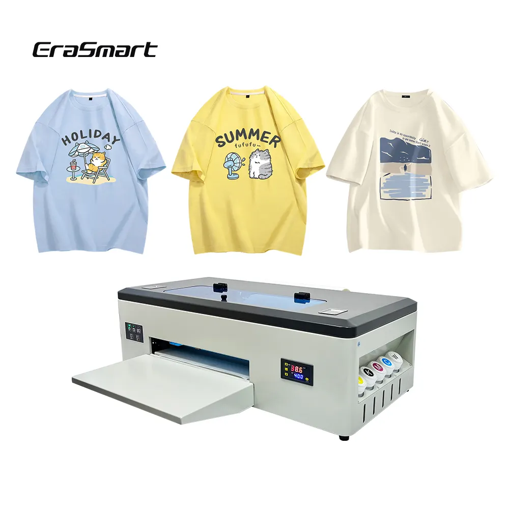 Промышленные печатные машины Erasmart для теплопередачи бумаги A4 A3, низкая цена, 1390 головка, цифровой принтер Dtf для футболки