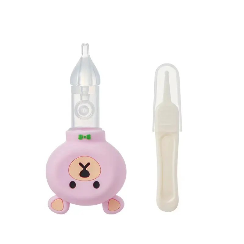 Aspirador nasal para bebê desenho animado, tipo bomba nasal de silicone anti fluxo reverso com caixa pp