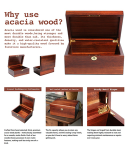 Hộp gỗ 100% keo lưu trữ với khóa làm bằng tay với bản lề nắp lớn Retro Thiết kế hộp gỗ cho lưu niệm - Product Image 6