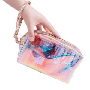 Bolsa de Aseo Impermeable de TPU, Bolsa de Maquillaje con Cierre Láser Holográfico, Organizador de Cosméticos Transparente con Logotipo Personalizado - Product Image 1