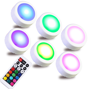 Luces <span class=keywords><strong>LED</strong></span> RGB en Paquete de 6, con Control Remoto, Funcionan con Batería, <span class=keywords><strong>para</strong></span> <span class=keywords><strong>Armarios</strong></span>, Paredes y Gabinetes, Venta Caliente en AMZ - Product Image 1