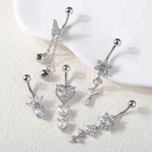 Thép Bên Ngoài Threaded Tinh Thể Bụng Nút Vòng 14G Bụng Nút Mặt Dây Chuyền Stud Piercing - Product Image 1