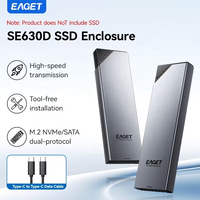 EAGET SE630D Aluminium M.2 Nvme SATA PCIe SSD Enclosure Adapter Case Tipe C USB3.2 10Gbps HardDisk Case Hdd Hard Drive Enclosure