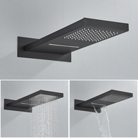 Système de douche mural noir mat à 2 fonctions, ensemble de douche pluie et cascade pour projets hôteliers, vente en gros OEM