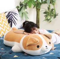 Oreiller en peluche de poupée Corgi en polyester super doux, conception pondérée d'ours de style Pap pour soulager le stress, doublure en maille brodée en coton PP