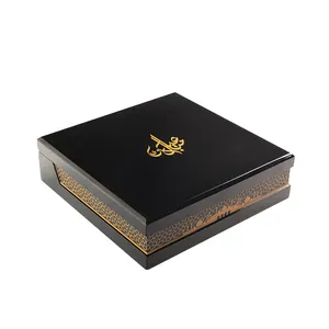 Einfach individuell bedruckte Verpackung Luxus personal isierter Schmuck Schwarz Ramadan Geschenk Holzkiste