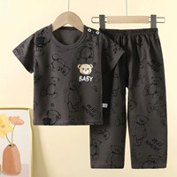 Ensemble de vêtements de détente pour enfants, garçons et filles, en coton, manches courtes, imprimé de dessins animés, pyjama deux pièces, vêtements de nuit, mignon, unisexe, pour tout-petits et enfants
