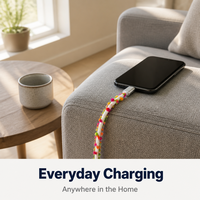 Kabel USB-C Togudu T-143 2A Pengisian Cepat, Kabel Charger Tipe-C Berbahan Katun Kepang Warna Pom-pom, Sinkronisasi Data 80Mbps, Aluminium Alloy Murni