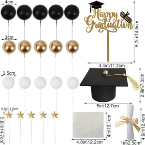 23 Piezas <span class=keywords><strong>de</strong></span> Decoraciones <span class=keywords><strong>de</strong></span> Pastel <span class=keywords><strong>de</strong></span> Graduación <span class=keywords><strong>de</strong></span> Plástico con Texto <span class=keywords><strong>de</strong></span> Feliz Graduación, Cinta, <span class=keywords><strong>Gorro</strong></span> <span class=keywords><strong>de</strong></span> Graduación Pequeño y Bola, Artículos <span class=keywords><strong>de</strong></span> Graduación Azules y Dorados - Product Image 3