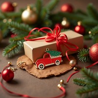 Livraison Rapide - Ornement de Voiture Scintillant en Alliage de Zinc Plaqué Or avec Strass Émaillés et Effet Goutte d'Huile, Présenté en Coffret Cadeau