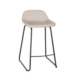 Simple Design Light Grey PU <b>Leather</b> Upholstered <b>Bar</b> <b>Stool</b> Home <b>bar</b> Leisure Chair with Durable Metal Leg - Product Image 1