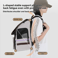 Sac à dos de transport pour animaux de compagnie en gros, structure de soutien en L, porte avant entièrement ouvrable, sac à dos de voyage pour chats et chiens, directement de l'usine