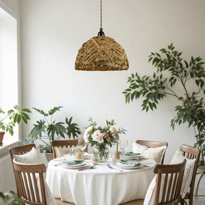 手織りペンダントライト<span class=keywords><strong>PP</strong></span>ラタンランプシェード装飾耐久性のあるランプシェードとカバーホームホテルレストラン用中国工場 - Product Image 5
