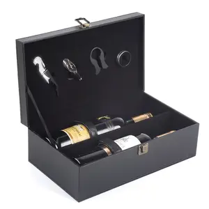 Boîtes-cadeaux en cuir Pu personnalisé de luxe, boîte à vin, emballage de haute qualité, coffrets cadeaux pour bouteilles de vin, avec poignée