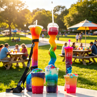 Gobelet à slush en plastique sans BPA, unique, courbé et torsadé, avec paille, pour bars et restaurants, vente en gros