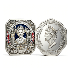 Pièce de monnaie plaquée argent du 100e anniversaire d'Elizabeth II, frappée à l'origine, forme irrégulière, objet de collection patriotique, portrait de la reine 2022 - Product Image 5
