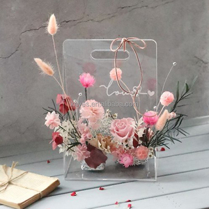 Petit présentoir moderne personnalisé en acrylique transparent avec couvercle support à fleurs pour boîte cadeau neuf roses - Product Image 5