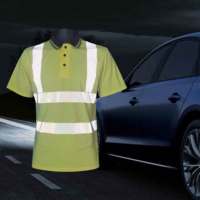 Polo à manches courtes haute visibilité ANSI Classe 2, jaune fluorescent, en polycoton respirant et à séchage rapide, pour la construction et les travaux routiers