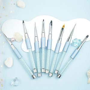 Özel Logo naylon altın Metal kolu tasarım tırnak fırça seti doğal boyama Uv jel Liner tırnak fırçası manikür tozu için - Product Image 5