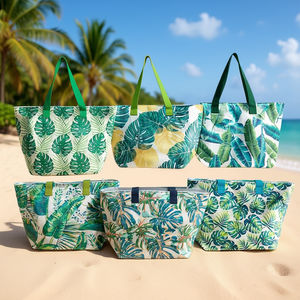 Bolsa de Playa Impermeable de PVC con Estampado Digital de Hojas, 61x38x25CM, con Correa - Product Image 2