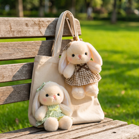 Porte-clés Lapin en Peluche 16cm à Vente Directe, Vêtements Amovibles Personnalisables, Remplissage Perles et Coton PP, Jouet en Peluche Animal, Décoration de Sac à Dos