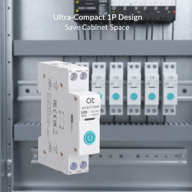 AT TUYA Mini WIFI Smart Home Switch DIN Rail Relay with Metering Easy Monitoring MCB Type Miniature Circuit Breaker Switch Wifi