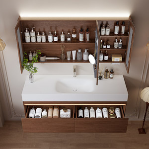 Meuble de salle de bain simple avec vasque intégrée en ardoise courbée à chaud sans joint - Product Image 4