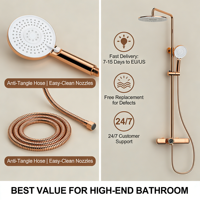 Ensemble de douche de luxe en laiton doré rose, robinets muraux et ensemble de douche pour salle de bain, idéal pour hôtel (complet)