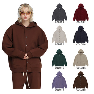 Nouveautés 2026 : Sweats à capuche amples en polaire, personnalisables avec LOGO, et cardigans à capuche épais à boutons pour l'hiver - Product Image 1
