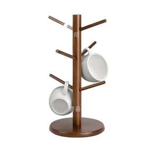Wooden <b>Tree</b> Shaped Cup Holder 6.3 In Diameter 13.8 In Height Standing Type Coffee Tea <b>Mug</b> Rack Desktop Storage Organizer - Product Image 3
