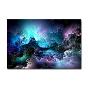 Universo estrellas nubes coloridas belleza lienzo liso impresión para decoración del hogar azul verde púrpura - Product Image 1