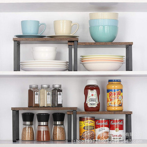 Étagère de rangement en bois Jiada à 2 niveaux pour cuisine, organisateur de bureau, étagère à épices pour ustensiles de cuisine - Product Image 1