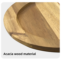 Plateau de service et planche à charcuterie jetables en bois d'acacia rond, écologiques, pour la décoration de la maison, la table basse et la cuisine