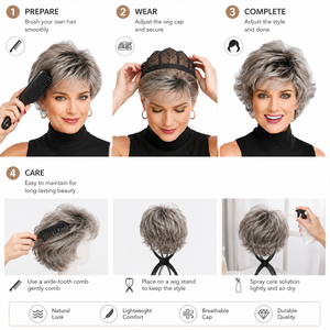 Peluca Corta Bob <span class=keywords><strong>Gris</strong></span> Plateado Degradado, Cabello Sintético Resistente al Calor para Mujer, Cosplay, Moda, OEM - Product Image 5