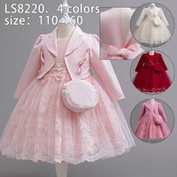 Ensemble robe de princesse style européen avec veste et sac pour filles, stock en gros prêt à être expédié