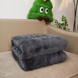 Topverkochte unieke design woningtextiel manta bubble faux fur deken luxe flanellen plaid faux konijnenbont beddengoedset - Product Image 2