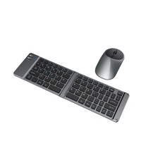 Keyboard Mini lipat ramah perjalanan, Keyboard dan Mouse nirkabel 2.4G & konektivitas Bt untuk tablet I.Pad dan Laptop