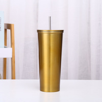 Gobelet isotherme en acier inoxydable à double paroi avec paille pour jus et lait, idéal pour les voyages - Vente en gros