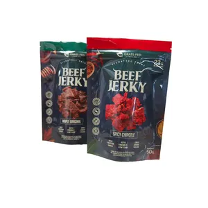 Sachet refermable sous vide réutilisable avec logo personnalisé, en matériau PET, pour en-cas, viande séchée, impression en gravure, sachet pour en-cas, viande séchée - Product Image 2