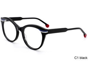 Lunettes rondes œil-de-chat minimalistes de haute qualité pour le quotidien, avec monture et branches cousues, polyvalentes pour le bureau et les réunions - Product Image 2