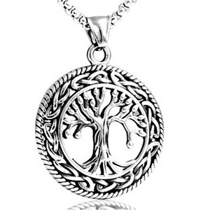 yunnique <b>Tree</b> Of Life Pendant Stainless Steel Round Celtic Design Unisex <b>Necklace</b> Gift - Product Image 1