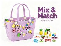 Breloques en silicone mignonnes de style dessin animé pour sac de plage en EVA, accessoires de décoration DIY pour sacs à trous