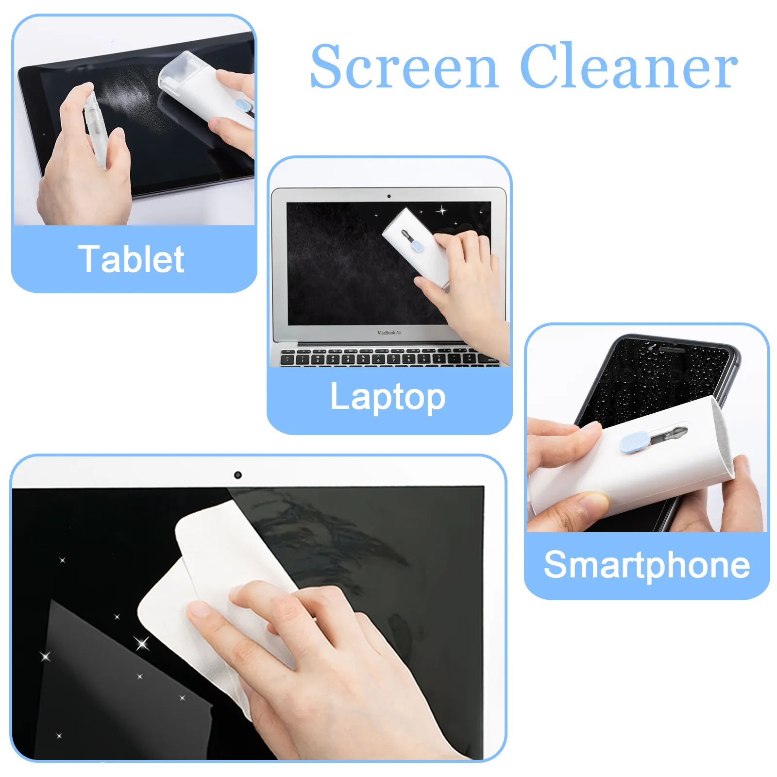 Escova de limpeza de tela sensível ao toque 7 em 1, kit de ferramentas para limpeza de teclado de fones de ouvido, kit de canetas para limpeza de tela Airpod