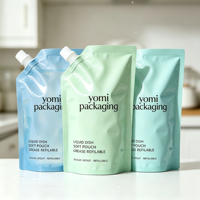 Sachets Doypack personnalisés imprimés de 500 ml et 1 L pour recharge de savon liquide, gel douche, shampoing, détergent vaisselle avec bec verseur