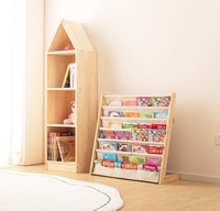 Forme de maison en bois enfants étagère à jouets étagère en bois vitrine ouverte bibliothèque de rangement 3 niveaux armoire de rangement organisateur