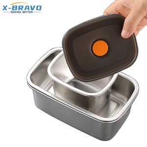 304 stainless steel fresh-keeping box refrigerator storage frozen fruit fresh-keeping box with cover vacuum sealed food storage